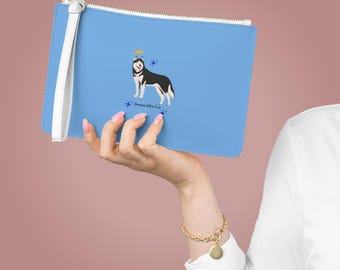 Husky Illustration Clutch Bag | Crowned Dog, Dreams With Fur Design