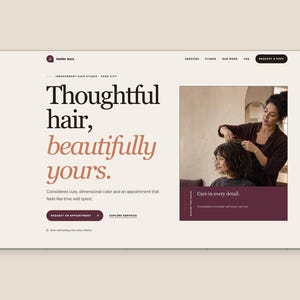 Hair Salon Website Template | Responsive HTML CSS JS (Digital Download)