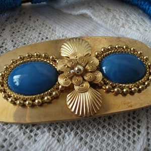 GUTOS Belt Ladies Blue Cabochon Gold Tone Buckle Adjustable Made in West-Germany image 1