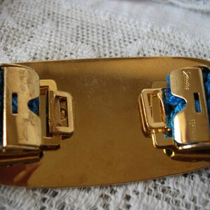 GUTOS Belt Ladies Blue Cabochon Gold Tone Buckle Adjustable Made in West-Germany image 3