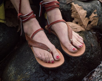 SANDALIAS de CUERO UNISEX, estilo Tarahumara: Pies Ligeros