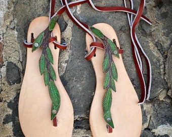 FAIRY BAREFOOT SANDALS, fairy sandals,leaves sandals, celta, wicca, running unisex sandals, leather sandals, strap sandals, zerodrop sole
