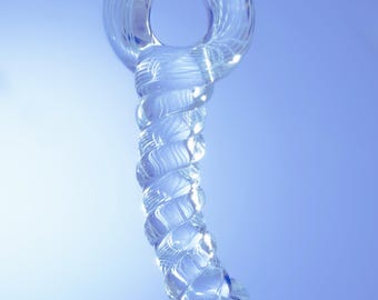 Bacchetta massaggiante ergonomica in vetro realizzata a mano con manico - Blu