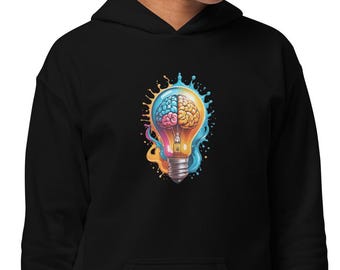 STEM Brain Lightbullet hoodie voor jongeren, wetenschappelijk cadeau voor kinderen