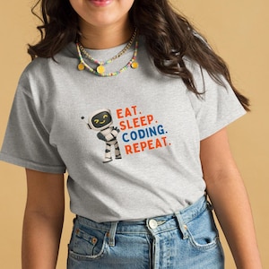 Youth Classic Tee, Eat Sleep Coding Repeat, Programmer Shirt, STEM Apparel