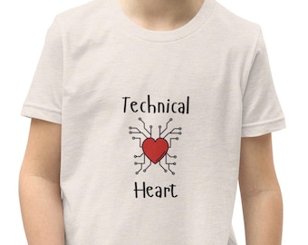 Technisch Hart T-shirt voor jongeren, T-shirt met codeerthema voor kinderen, STEM-shirt, programmeur-T-shirt, computerwetenschapsshirt, technisch cadeau, cadeau voor programmeurs