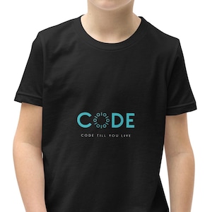 Camiseta juvenil de programación, camiseta divertida para programadores STEM, diseño "Code Till You Live" (Programa hasta que vivas)