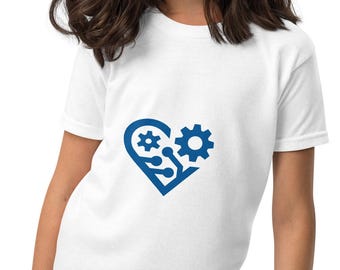 T-shirt met STEM- en robotica-hartmotief voor jongeren, vochtregulerend T-shirt voor toekomstige ingenieurs.