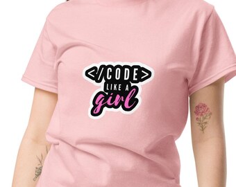 Code Like a Girl T-Shirt, STEM Programmer Tee, Computer Science Apparel