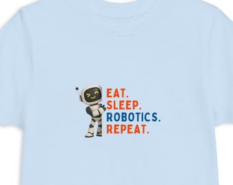 T-shirt voor peuters met robotica-thema, Eat Sleep Repeat STEM-shirt, T-shirt voor toekomstige ingenieurs