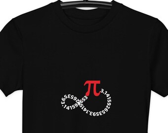 T-shirt van biologisch katoen met Pi en oneindigheidsmotief, STEM-shirt voor kinderen, cadeau voor wetenschapsliefhebbers