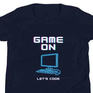 Youth Coding T-Shirt, Gamer STEM Tee, Let's Code Design (100% Cotton)