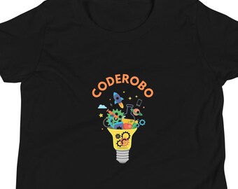 CodeRobo STEM Idea Bulb T-shirt voor jongeren, STEM-shirt voor kinderen, wetenschapsshirt, codeershirt, techniekshirt, technisch cadeau, STEM-cadeau voor kinderen
