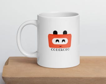 CodeRobo White Glossy Mug, STEM Coffee Mug, Coding Mug, Robotics Mug, Programmer Gift, Tech Mug, Computer Science Gift, Coder Mug