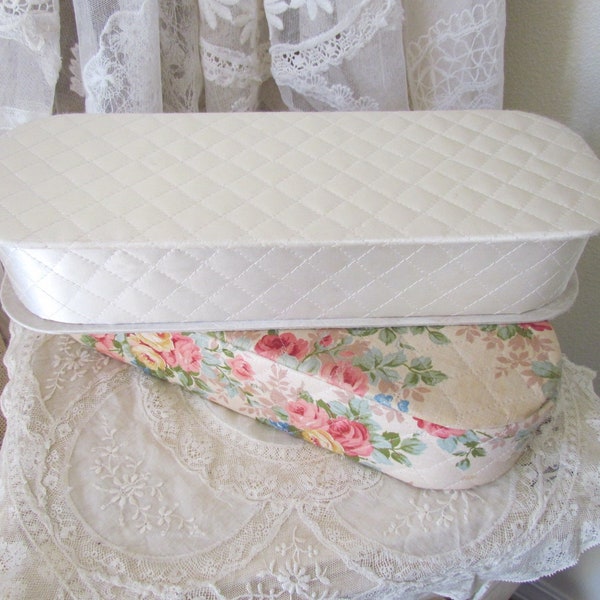 Vintage Quilted White Satin Glove Box