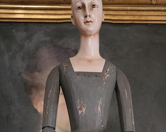 Vintage Santos Cage Doll With Articulated Arms , 31" tall