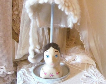 Vintage Tall Doll Head Hat Stand Wig Stand