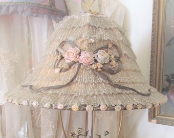 Antique Large Ribbon Work French Lace Lampshade EXTREMELY RARE