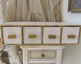 1940's White Painted Wallpaper Chest of Drawers Vertical or Horizontal RARE