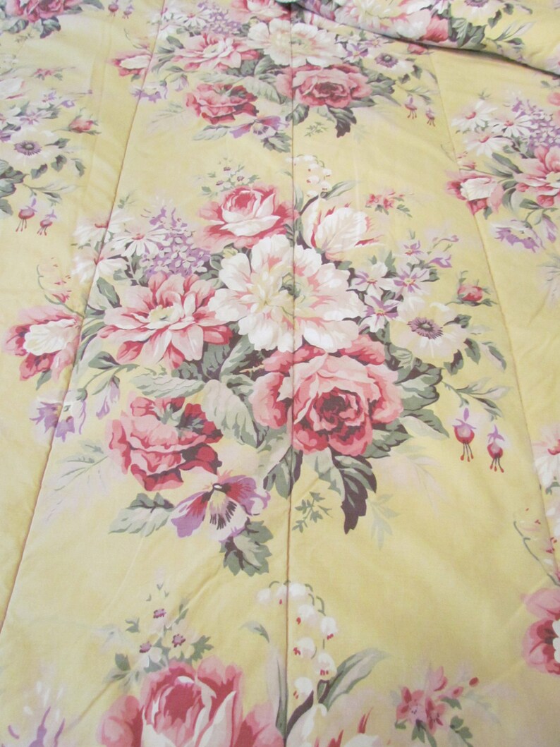 Ralph Lauren Brooke Yellow Rose Comforter Bedspread Reversible Etsy