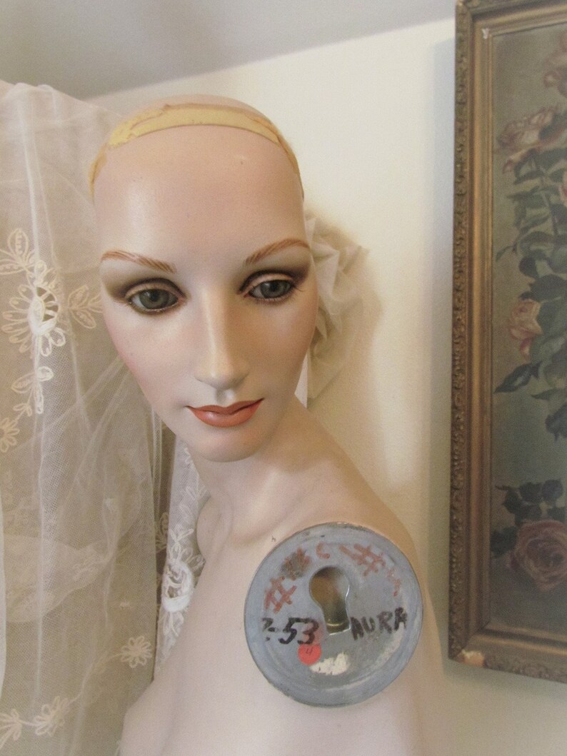 Vintage Mannequin Lady Bust Torso With Glass Eyes Etsy