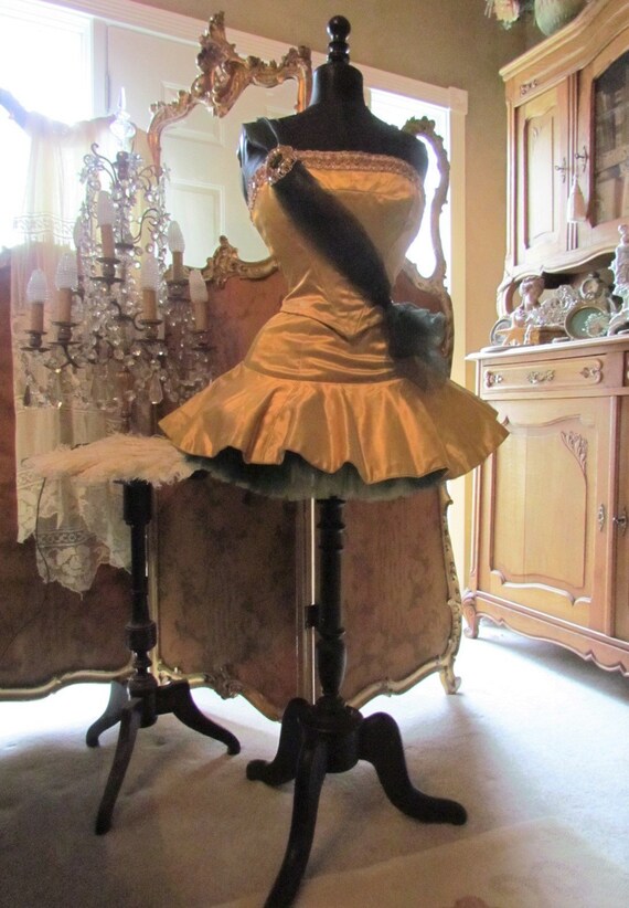 Vintage Gold Satin Ballet, Tap Dance Costume, Tutu