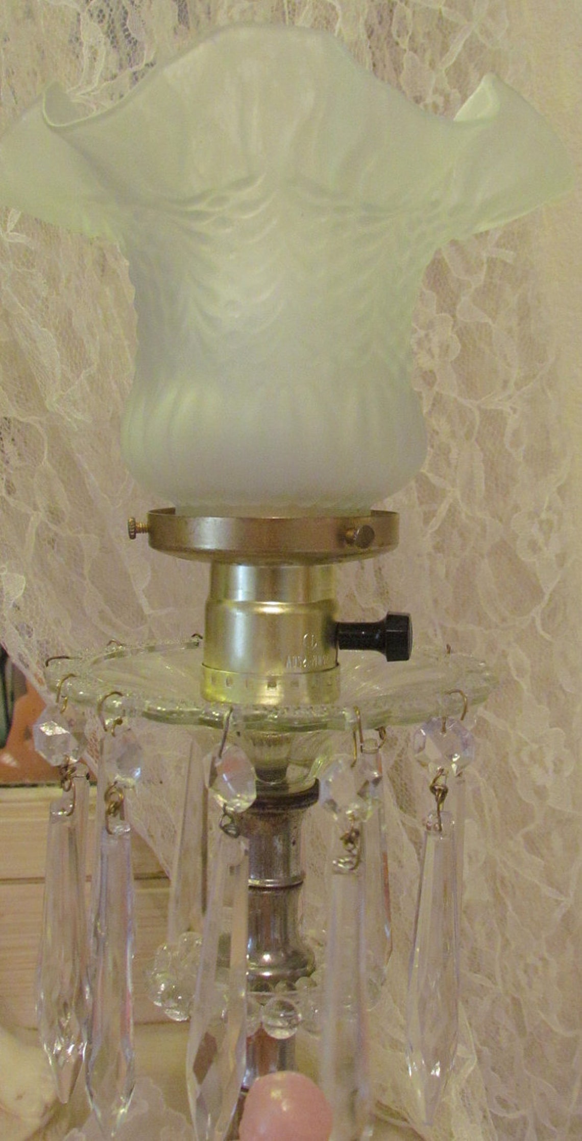Vintage Ballerina Boudoir Lamps With Crystal Prisms Pink Pair Etsy