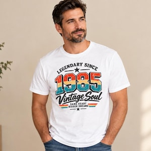 1985 Vintage Soul T-Shirt | Retro Striped Numbers, Legendary Since 1985