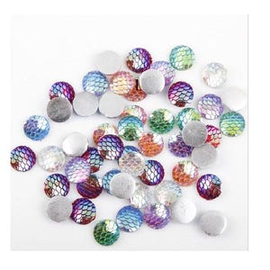 Mermaid Scales Dragon Scales Resin Flatback Dome Cabochons for Crafts Jewelry Findings Supplies SMALL 12mm