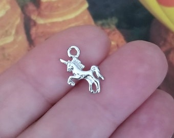 Unicorn charm 8 pieces mythical creature two sided jewelry supply gold plate metal fairy tale animal charm