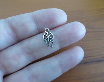Tiny Dreamcatcher Mini Charms  Native Original Nation Spiritual Art in a Tiny Version Jewelry Supplies 7x15 mm NOTE SIZE