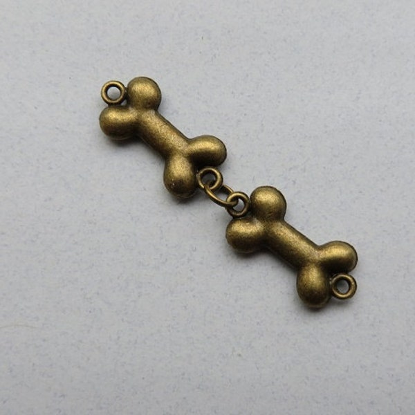 3 Double Dog Bone Bracelet Connectors Bronze Tone No Bones About It Makes Great Bracelets Connector Jewelry 46x11 mm