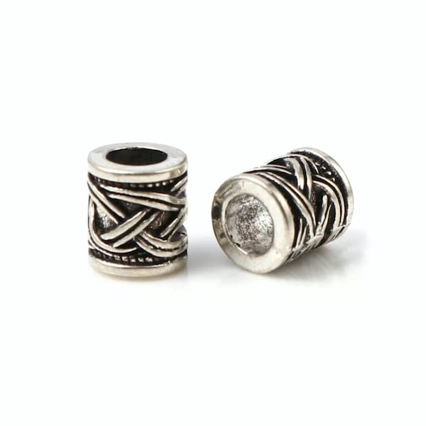 Lovely Woven Tube Spacer Beads Antique Silver Celtic Knot Beads Eternal Knot Beads Jewelry Supplies 8x9mm Hole 4.8mm