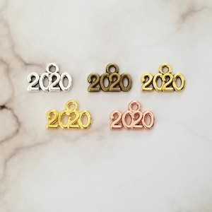 2020 Charms Graduation Charms Year Charms Christmas Charms Gold Rose Gold Bronze Silver Jewelry Supplies 14x9m
