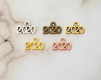 2020 Charms Graduation Charms Year Charms Christmas Charms Gold Rose Gold Bronze Silver Jewelry Supplies 14x9m