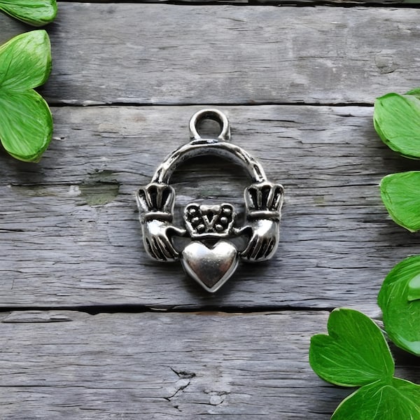 Mini Claddagh Charms Irish Celtic Small Friendship Love and Loyalty Charm St. Patrick's Day Jewelry Supplies 18x14 mm