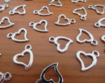 Mini Open Heart Charms Valentine's Day Love Wedding Anniversary Little Embellishments Bulk Open Hearts Jewelry Supplies 13x11mm