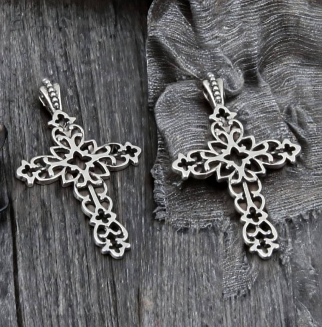 Beautiful Ornate Gothic Cross Pendants Filigree Silver Crosses