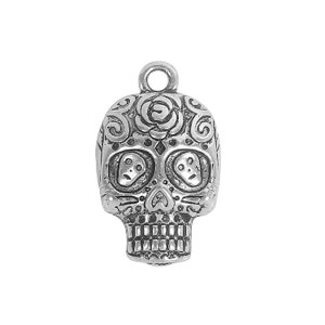 Sugar Skull Charms Ornate Highly Decorated Day of the Dead Bracelet earring Halloween Jewelry Supplies 25x15mm
