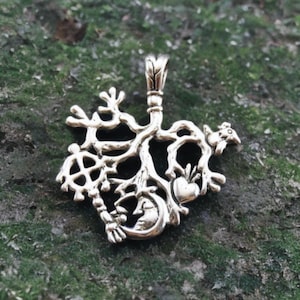 Cimaruta Pendant Witch Tree Folk Magic Charm Moon Heart Jewelry Supplies 33x30mm