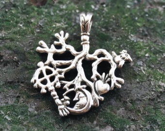 Cimaruta Pendant Witch Tree Folk Magic Charm Moon Heart Jewelry Supplies 33x30mm Read Details