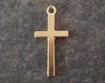 6 Simple Gold Cross Pendants Large Cross Charms Religious Charms Rosary Parts Jewelry Supplies 27x12mm