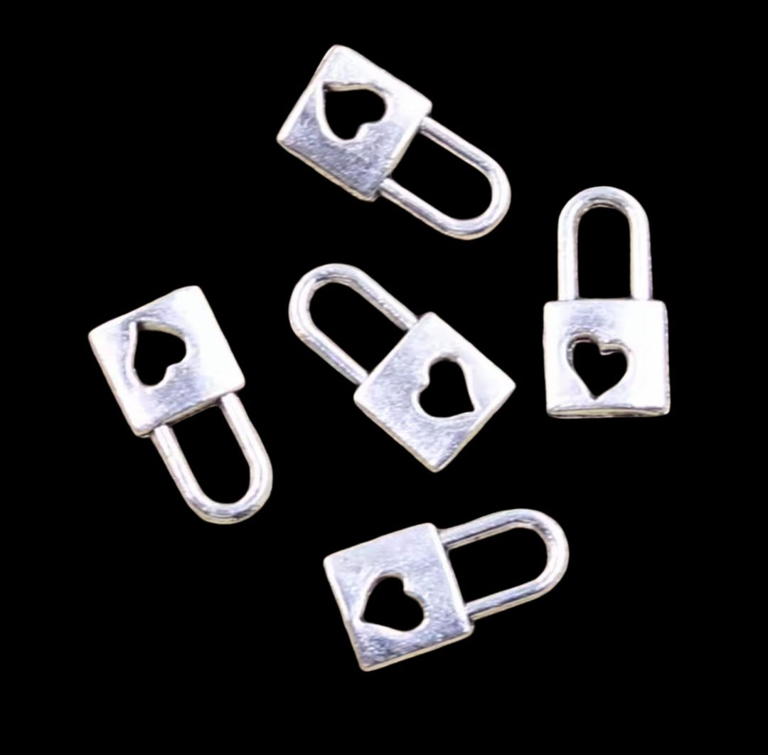 Mini Lock Charm Mini Heart Lock Charms Bronze Tiny Little Love Charms Valentine Charms ...