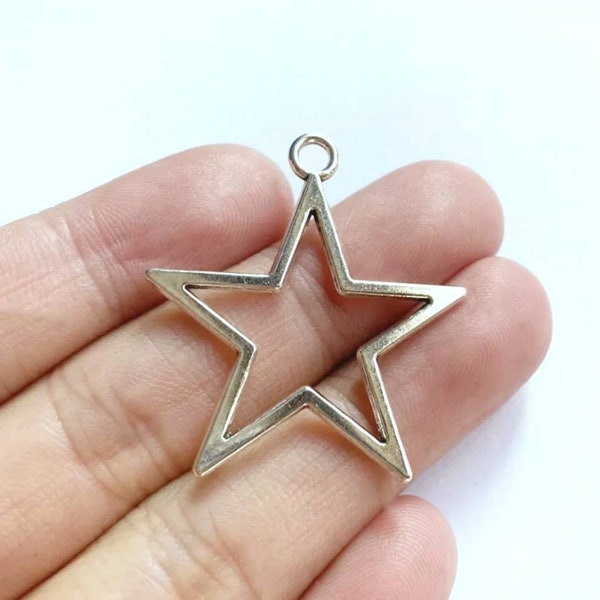 Beautiful Large Open Star Charms Star Pendants Celestial Focal Jewelry Supplies 38x34mm