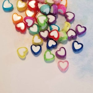 Multicolor Heart Beads Candy Heart Spacer Beads Acrylic Heart Charms Bracelet Valentine&#39;s Day Jewelry Supplies 8.5x7.5mm