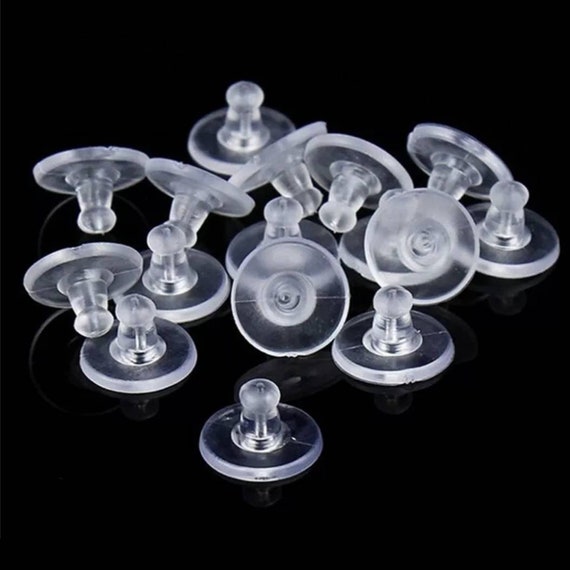 Plastic clear earring backings 25pcs - 4x4mm earring backs