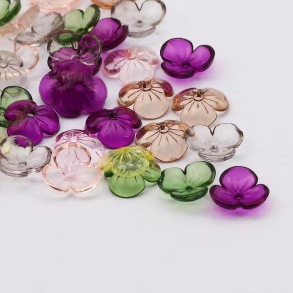 20 Colorful Acrylic Bead Caps Petal Bead Caps Jewelry Findings 10mm