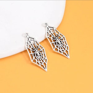Long Spiderweb Charms Spiderweb Pendants Spider Charms Halloween Findings Halloween Jewelry Supplies 38x17mm
