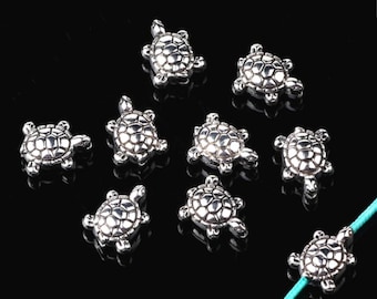 Mini Turtle Spacer Beads Tiny Sea Turtles Sweet Double Sided Little Bitty Animal Beach Bracelet Beading Jewelry Supplies 9.5x8mm Hole 1.25mm