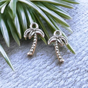 Little Palm Tree Charms Mini Beach Tropical Vacation Bracelet Earring Charms Jewelry Supplies 17x10mm A04